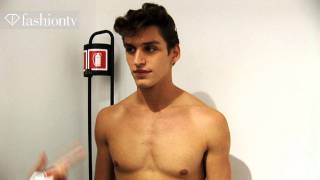 Versace Backstage ft Sebastian Sauve  Milan Mens Fashion Week Spring 2012  FashionTV  FTVcom [upl. by Ayadahs]