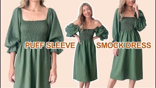 DIY Puff sleeve smock dress from scratch  A perfect summer dress [upl. by Leanor]