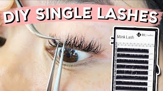 DIY Lash Extensions  SINGLE LASHES [upl. by Nidya480]