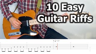 10 Easy Guitar Riffs for Beginners with Tabs [upl. by Annhoj972]