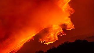 Spectacular footage of Mount Etnas mesmerising nighttime eruption [upl. by Annaihs835]