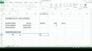 CALCULO DE INDEMNIZACION EN EXCEL [upl. by Korney]