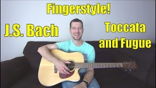 Toccata and Fugue in D Minor Guitar  JS Bach Free acoustic classical lesson [upl. by Hilaria]