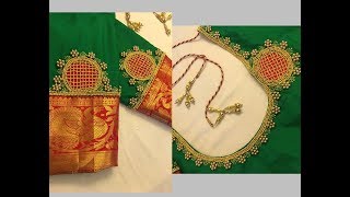 Most Beautiful Zardosi Chex making with Normal Stitching NeedleSame Like AARI Maggam Work Blouse [upl. by Lledra]