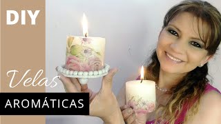 Como hacer VELAS AROMÁTICAS paso a paso decoradas con DÉCOUPAGE [upl. by Iot]