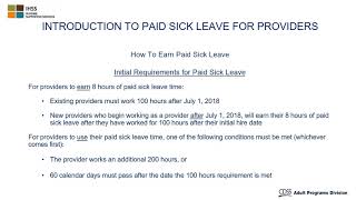 Introduction to Paid Sick Leave for Providers [upl. by Manda103]