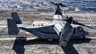 MV22 Osprey Takeoff amp Landing on Aircraft Carrier [upl. by Anemolihp]