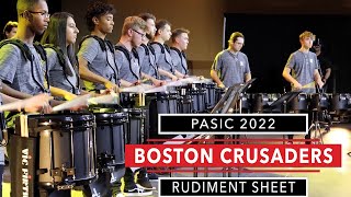 Boston Crusaders RUDIMENT SHEET  PASIC 2022 [upl. by Butler]