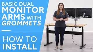 How To Installing Basic Dual Monitor Arms With Grommets [upl. by Enedan]