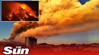 Italian volcano Mount Etna spectacular new eruption [upl. by Lopes]