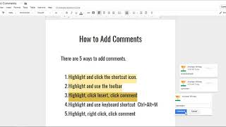 Adding comments on Google Docs [upl. by Shedd]