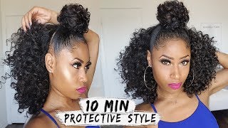 EASY 10MIN BUN  HALF DOWN CURLY STYLE  hair howto [upl. by Bolton799]