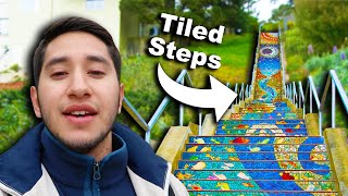 Visiting the 16th AVENUE TILED STEPS MORAGA STEPS  San Francisco California [upl. by Nibbs409]