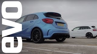 Mercedes A45 AMG vs Audi RS3  Which is fastest  evo DRAG BATTLE [upl. by Hamlen430]