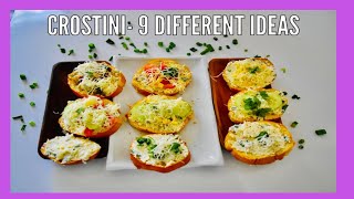 Crostini  Italian Crostini Recipe  9 Different Idea [upl. by Llesram]