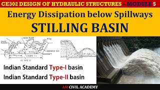 DHS Module5 Part06  Stilling Basin  Energy Dissipation  Indian Standard Type I amp Type II basins [upl. by Ivgnout]