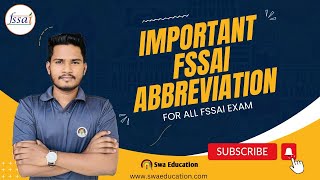 FSSAI EXAM Important Abbreviation  FSSAI Assistant CFSO amp Technical Officer Exam [upl. by Antons]