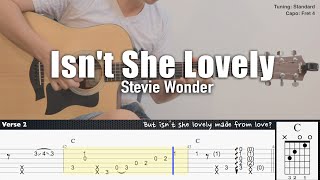 Isnt She Lovely  Stevie Wonder  Fingerstyle Guitar  TAB  Chords  Lyrics [upl. by Cupo]