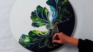 SILVER LINING🤍  Acrylic Botanical Split Pour  Abstract Painting [upl. by Cassilda]