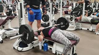 Female bench presses 225lbs for reps [upl. by Olmsted]