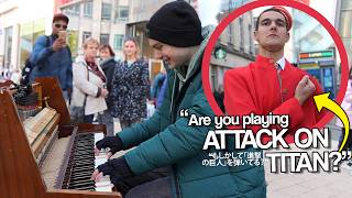 I Played Every ATTACK ON TITAN OP On Piano In Public [upl. by Eenor]