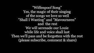 The WHIFFENPOOF SONG YALE Lyrics Words Sing Along Music song Whiffinpoof Wiffenpoof Wiffinpoof [upl. by Redienhcs]