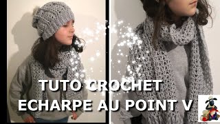 TUTO ECHARPE FACILE AU CROCHET AU POINT V [upl. by Atined5]