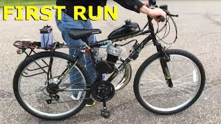 80cc 2Stroke Motorized Bike Build EP20  First Run [upl. by Urissa]