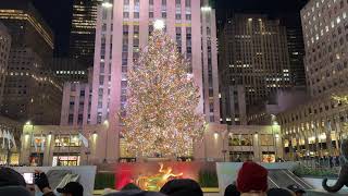 Rockefeller Center Christmas Tree Lighting NYC November 30 2022 arrive Nov 12 New York City NY USA [upl. by Leonelle]