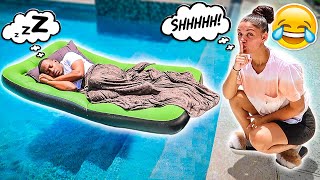 HUSBAND WAKES UP IN SWIMMING POOL PRANK BAD IDEA [upl. by Hibben832]