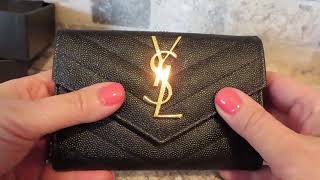 Saint Laurent YSL Monogram Small Wallet in Embossed Leather [upl. by Enileuqcaj]