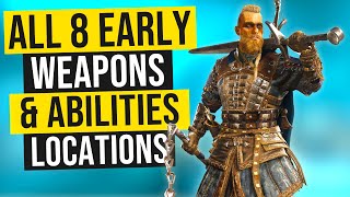 Assassins Creed Valhalla  ALL 8 Weapons amp Abilities EARLY Locations BEFORE You Go To England [upl. by Ardiek]