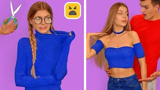 FASHION HACKS amp CLOTHES DIY Girls Clothes Transformation Ideas by Mr Degree [upl. by Yrot]