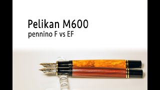 stilografica Pelikan Souverän M600 pennino F vs EF fine extra fine [upl. by Alatea]