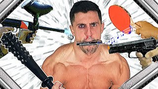 I HARMONIZE I LOSE  Harmonica PAIN GAUNTLET Experiment  Bodybuilder VS Airsoft and Paintball Guns [upl. by Venetis453]