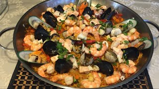 PAELLA DE MARISCOS DELICIOSA RECETA [upl. by Gorman]