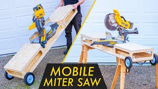 DIY MOBILE MITER SAW STAND with Wheels  How To Build  Woodworking [upl. by Leede168]