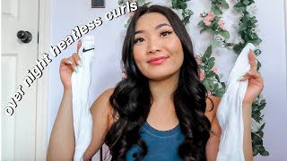 EASY OVERNIGHT HEATLESS CURLS USING SOCKS [upl. by Lange]