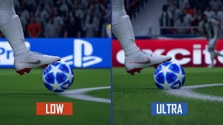 FIFA 19  Low vs Ultra Graphics Comparison PC 1080P 60FPS [upl. by Nosnibor142]