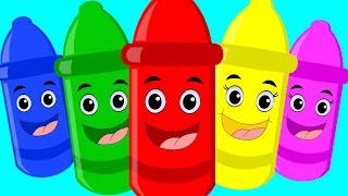 Five Little Crayons  Learn Colors  Nursery Rhymes  Kids Songs  Crayon Colors Song [upl. by Marchall]