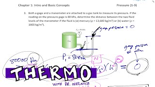 Thermodynamics  Pressure example 1 manometer [upl. by Percy]