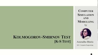 Kolmogorov  Smirnov Test KS Test [upl. by Acireed]