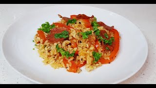 西班牙美食【西班牙香肠饭黑松露酱】【Spanish Chorizo Rice with Black Truffle Sauce】 “Chorizo”，无论在西班牙国内或者国外都是最受欢迎的香肠之一 [upl. by Tanny]