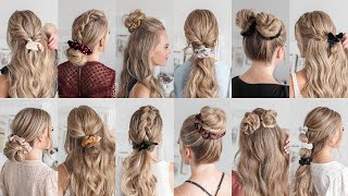 12⚡️EASY SCRUNCHIE HAIRSTYLES  Missy Sue [upl. by Llerret]