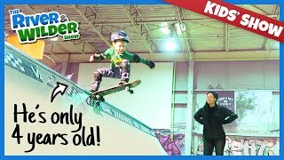 SKATEBOARDING 4 YEAR OLD SKATER FIRST TIME ON HALFPIPE [upl. by Noj]