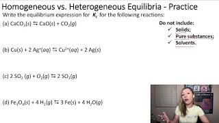 Equilibrium Expression for Homogeneous vs Heterogeneous Equilibria [upl. by Mahla206]