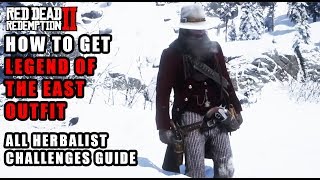 Red Dead Redemption 2  How to Get Legend of the East Outfit  59 All Herbalist Challenges Guide [upl. by Tallulah]