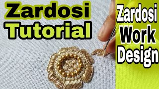 Zardosi Work for beginners  Hand Embroidery  zardozi  aari work [upl. by Heisser]