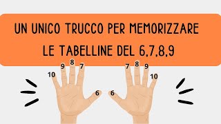 Trucco per memorizzare le tabelline del sei sette otto e nove trucco con le dita [upl. by Dorwin]