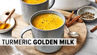 GOLDEN MILK TURMERIC MILK  dairyfree vegan golden milk recipe [upl. by Ullund814]